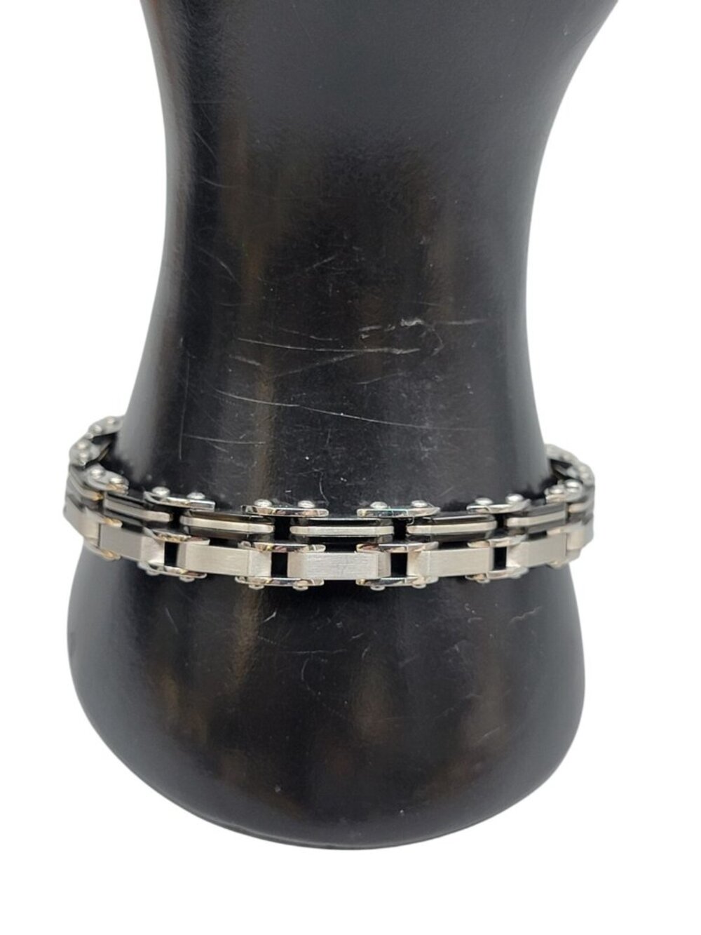 Inox Mens Reversible Stainless Steel Bracelet Gold or Silver & Black Size 7.5" - Picture 6 of 13